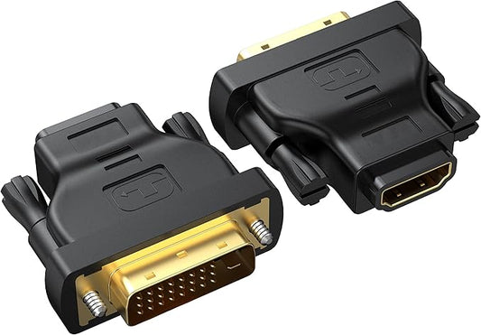 DVI to HDMI Adapter 2-Pack, Bidirectional Female HDMI to DVI-D(24+1) Male Adapter with Gold-Plated for Computer, Monitor, Projector, TV, PS3/4/5 Nintendo Switch and More