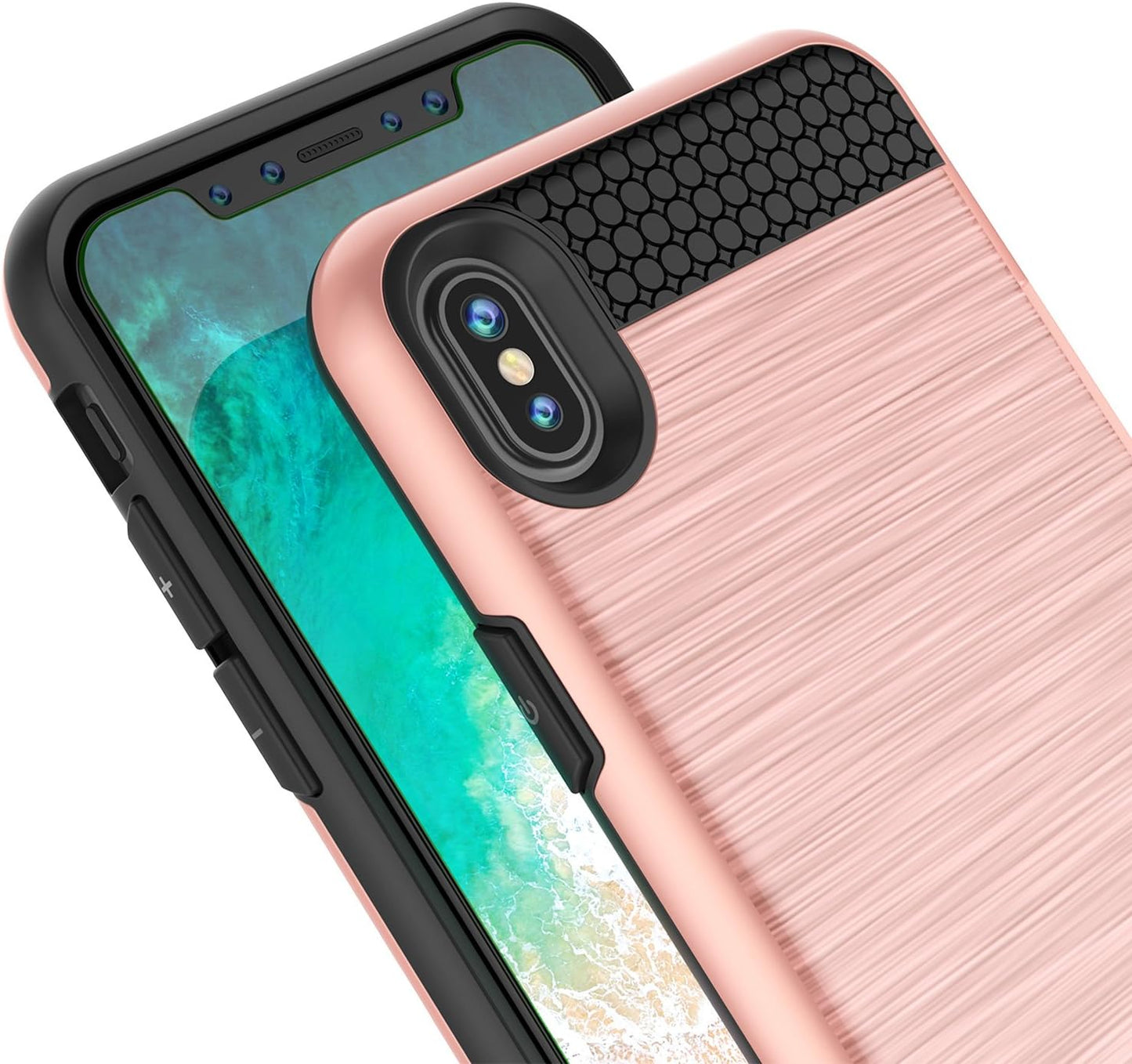 Punkcase for iPhone X Case [Slot Series] - Slim Fit Universal Armor Cover with Integrated Anti-Shock System, Credit
