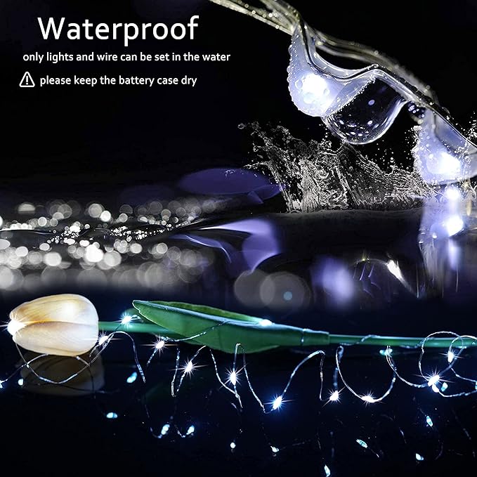 15 Packs Fairy String Lights, 6.6FT 20 LED Battery Operated Silver Copper Wire Starry String Light for DIY Party Christmas Costume Wedding Easter Table Decorations (Cool White)