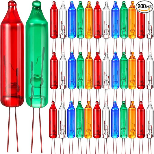 Mudder 200 Count 2.5V Christmas 50/100/150/200 Count Mini Incandescent Wire String Lights Replacement Bulbs Indoor/Outdoor Christmas Lights Decorations for Home Xmas Tree(Bright Color)
