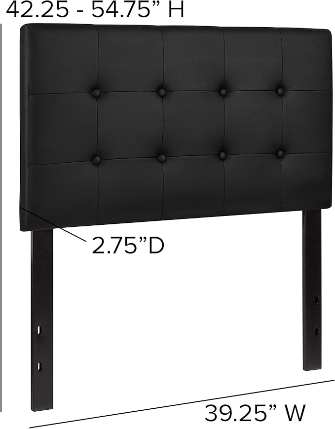 Flash Furniture Lennox Tufted Upholstered Twin Size Headboard in Black Vinyl