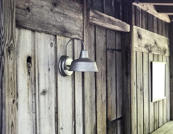 Mason Barn Light 1 Indoor/Outdoor Wall Mount Modern Industrial Farmhouse Design House Light for Patio, Garage, Bathroom, Office, Kitchen, 8 inch, Galvanized, 520965