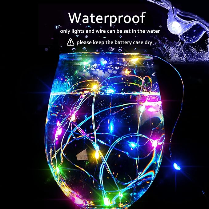 Christmas Fairy Lights Battery Operated-15 Packs 20 LED 6.6FT Silver Wire String Lights Firefly Starry Lights for DIY Custom Table Centerpiece Wedding Party Decoration (Multicolor2)