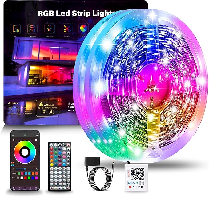 150FT LED Lights for Bedroom, RGB LED Strip Lights Music Sync Color Changing Effects, DIY Cuttable Led Light Strip with Remote and App Control Led Lights for Room Decor Aesthetic and Parties