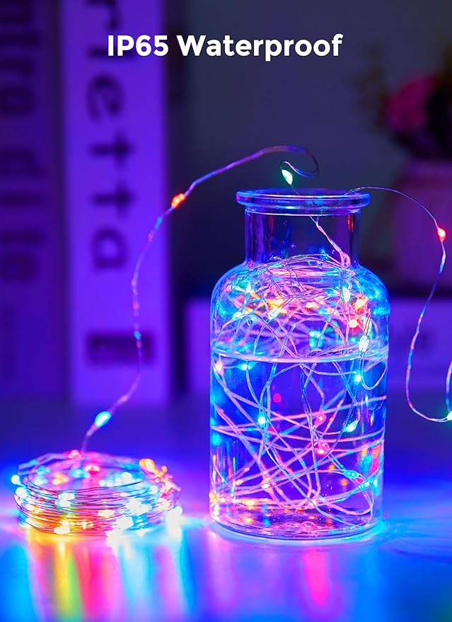 Minetom Solar String Lights for Outside, 33Ft 100 LED Outdoor Solar Fairy Lights, 8 Modes Balcony Lights for Tree Patio Christmas Party Wedding Decor (Multicolor)