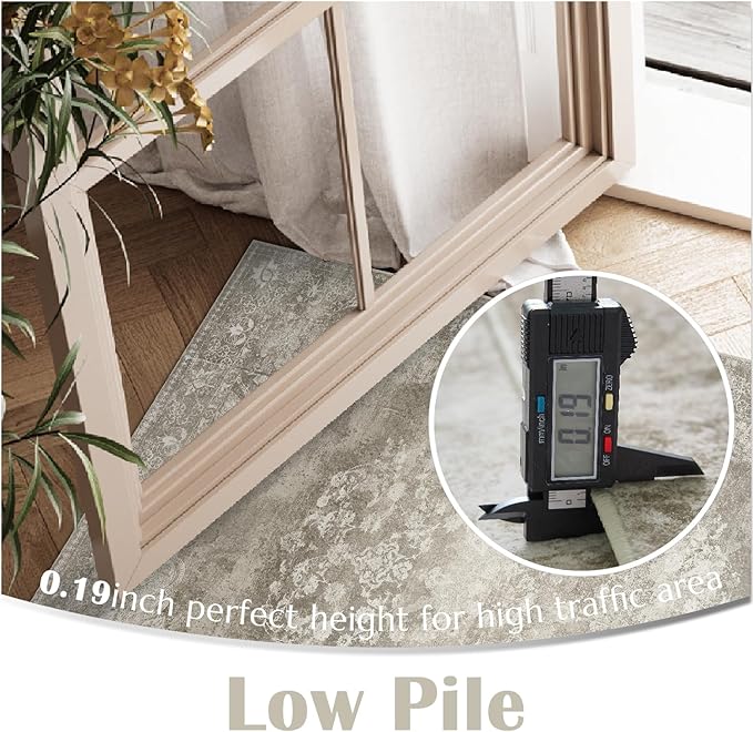 jinchan Vintage Floral Runner Rug 2x5 - Machine Washable Distressed Design Non-Slip Low-Pile Soft Thin Carpet for Hallway Kitchen Farmhouse Bedroom Entryway Laundry Room (2x5ft,Brown)