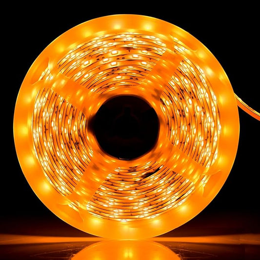 iNextStation 12V LED Light Strip IP65 Waterproof Yellow LED Strip Lights 16.4ft/5m Cuttable 300 SMD 2835 LED Tape Flexible Led Lights for Bedroom Outdoor Indoor Decor (Power Adapter not Included)