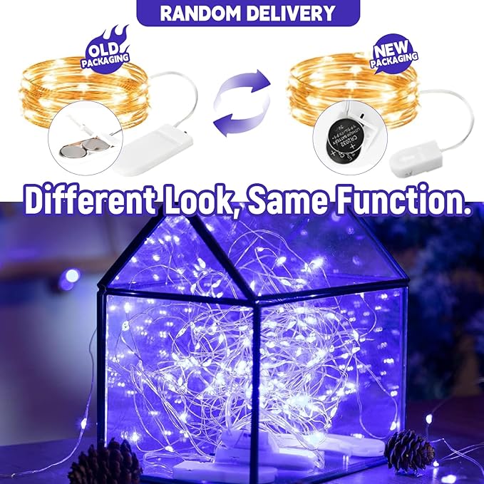12-Pack LED Fairy Lights 7 Feet Battery Powered Waterproof Silver Wire 20 Slim Copper Wire Pastel Lights for DIY Wedding Party Bedroom Patio Easter Christmas (Blue)