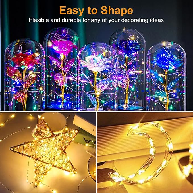 btfarm 30 Pack Fairy Lights Battery Operated [3 Modes], 7ft 20 Led Twinkle String Lights Waterproof Bulk Small Mini Sliver Wire for Christmas Mason Jars Wedding Table Centerpiece, Warm White/Colorful