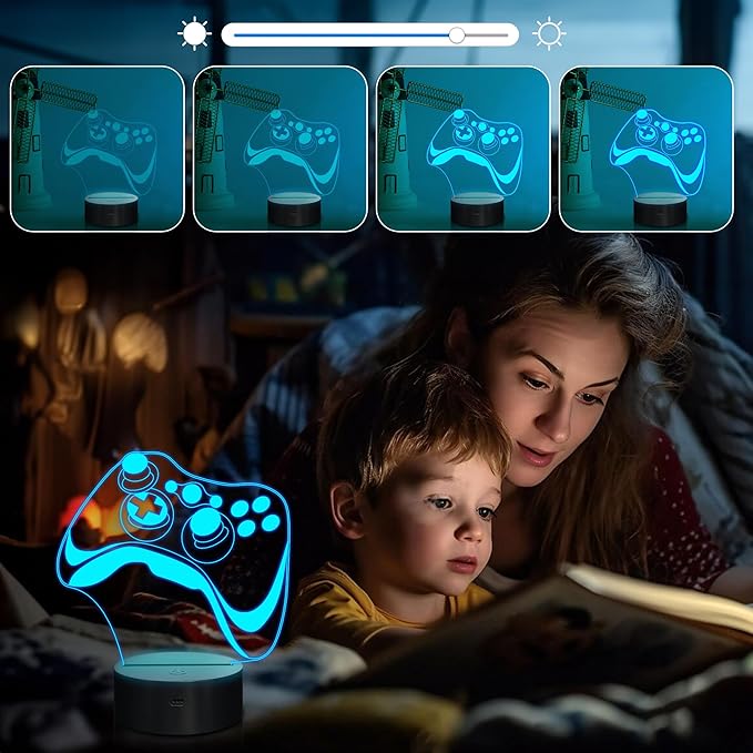 Attivolife Gamepad 3D Lamp, Hologram Illusion Controller Night Light for Kid, 16 Colors Changing & Remote Dimmer Control, Cool Boy Girl Video Gaming Room Accessories as Xmas Birthday Gift for Teen