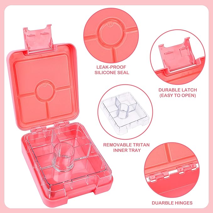 Bento Lunch Box Set With 10oz Soup Thermo, Leak-proof Lunch Containers with 4 Compartment, Kids Hot Thermo Food Jar/Insulation Lunch Bag, Food Containers for School