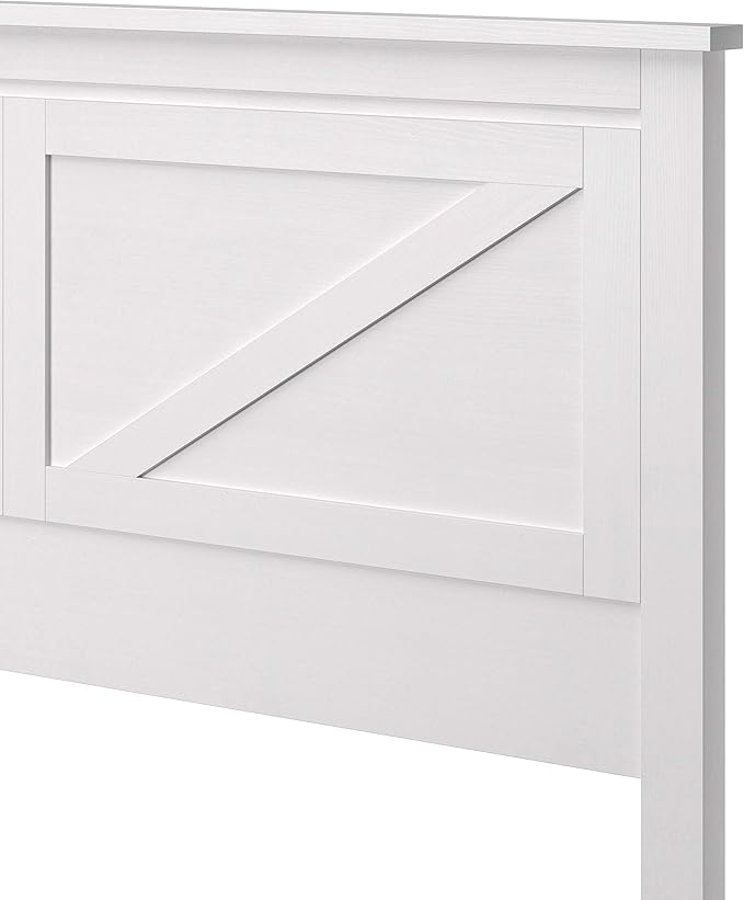 Glenwillow Home Farmhouse Style Wood Panel Headboard in Gloss White - Queen Size