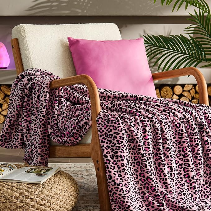 BEDELITE Pink Leopard Twin Size Blanket – Soft & Cozy Cheetah Blanket for Couch, Bed & Sofa, Lightweight Fleece Animal Print Decor, 60"x 80", Pink