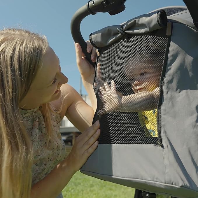 Mompush Nova Baby Stroller for Toddler, Infant & Newborn | Spacious Seat & Lie-Flat Mode | Compact One-Hand Fold, UPF 50+ Canopy & All-Wheel Suspension | Includes Rain Cover & Cup Holder