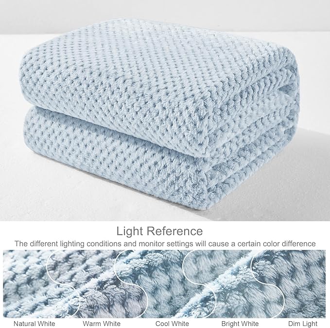Exclusivo Mezcla Fleece Bed Blanket King Size, Super Soft and Warm Blankets for Couch, Sofa and Bed Waffle Textured, Cozy, Fuzzy and Lightweight (Mixed Slate Blue, 90x104 Inches)
