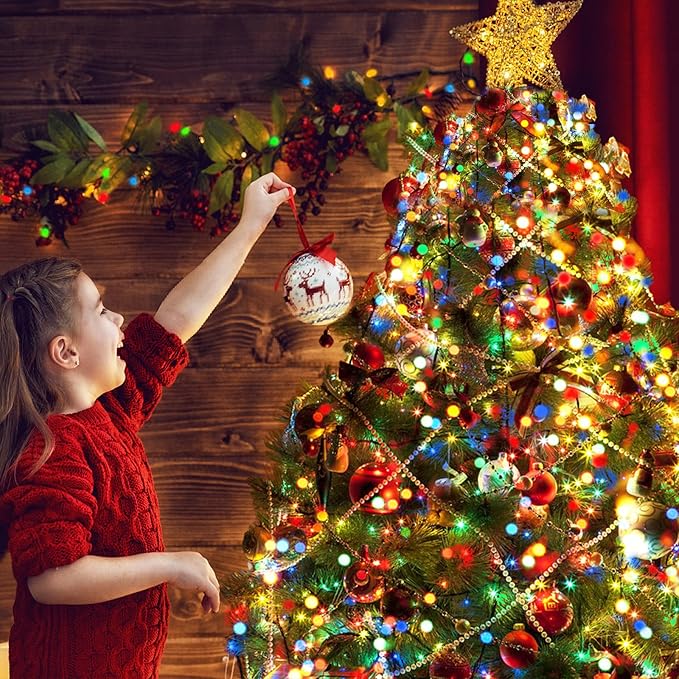 KOUQIYA Battery Operated Christmas Lights, 2 Set of 17ft 50 LED Mini String Light with Auto-Timer 8 Modes Waterproof Tree Lights (Multicolor, 50 LEDs x 2 Pack)