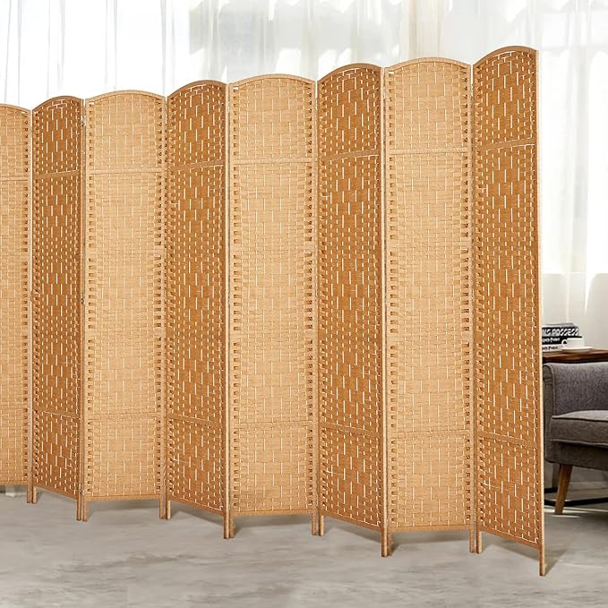 Rose Home Fashion 6 ft Tall Room Divider, Room Dividers and Folding Privacy Screens, 15.7in Privacy Screen 8 Panel Partition Temporary Wall Separation for Private, Light Beige
