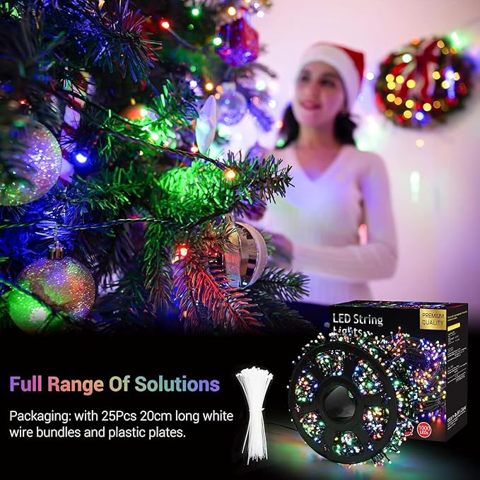 Quntis 164ft 2000 LED Cluster Christmas Lights - Dark Green Wire Christmastree Lights - Multicolor 8 Modes Outdoor Waterproof LED String Lights Plug in for Holiday Wedding Party Home Decor
