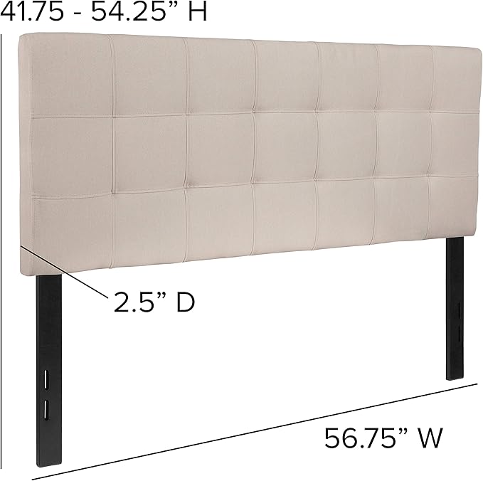 Flash Furniture Bedford Box Stitch Tufted Upholstered Full Size Headboard in Beige Fabric