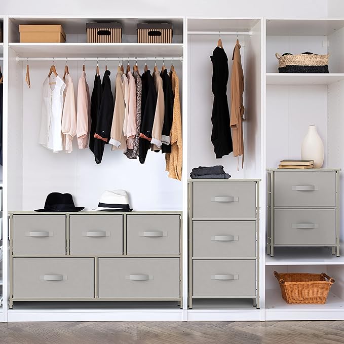 Simple Houseware 2 Tier Night Stands Dresser for Bedroom Organizer Drawer Storage Tower, Grey