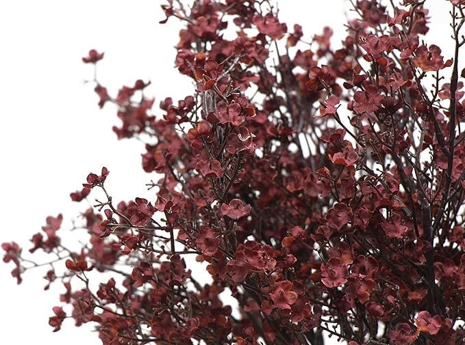 JAKY-Global Babys Breath Silk Artificial Flowers Burgundy 6 Bundle Fall Stems Fake Plants Decor Wedding Party Decoration Bouquets Real Touch DIY Home Garden,Farmhouse,Living Room (Autumn Red-6pcs)