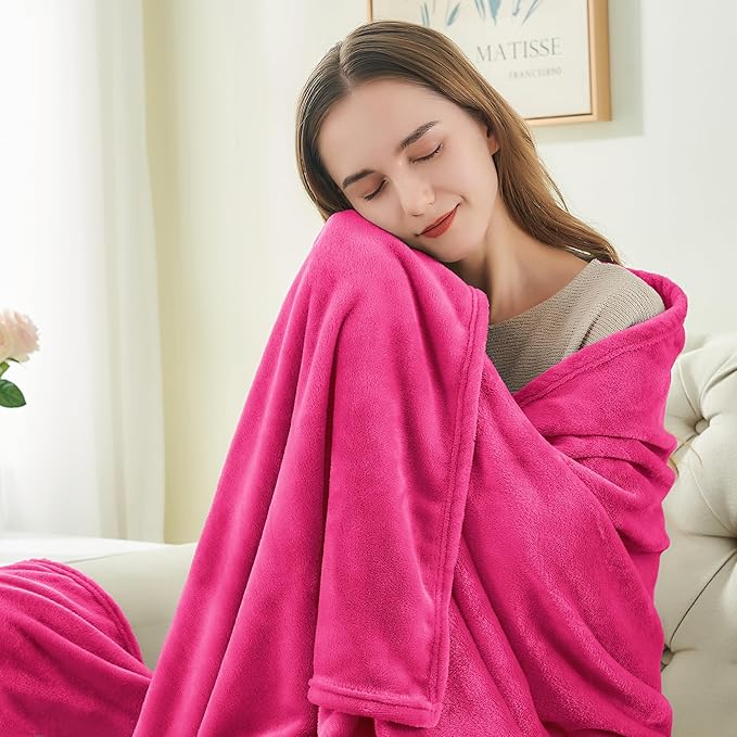 BEDELITE Fleece Blanket Hot Pink Throw Blanket for Couch & Bed, Luxury Plush Cozy Fuzzy Blanket 50" x 60", Super Soft Warm Lightweight Throw Blanket for Travel Camping