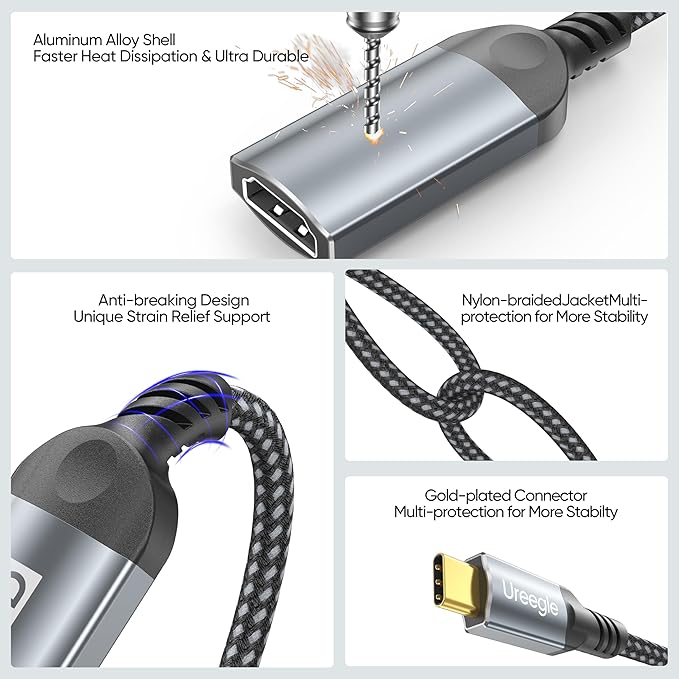 USB C to HDMI Adapter 2 Pack, 4K USB-C to HDMI Adapter (Male to Female), Type C to HDMI Converter for MacBook Pro, iPad Pro, Samsung Galaxy S23/Note, Dell XPS, Steam Deck, Laptop Tablet Phone