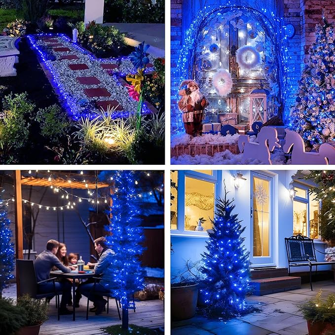 JMEXSUSS 2 Pack Blue Fairy Lights Battery Operated, Total 400 LED 132ft Christmas Twinkle Fairy Lights with Remote, 8 Modes Blue String Lights for Christmas Tree Bedroom Wreath Fireplace Decor