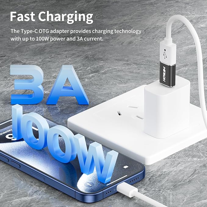 USB C to USB Adapter 2 Pack,Type-C Male to USB3.2 Female OTG Adapter,100W Fast Charging 10Gbps Transfer,USB A to USB C Adapter,M-acBook,Phone15 16 17,Pad,D-ell XPS,G-alaxy,X-peria,S-urface Black