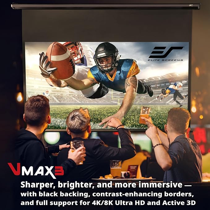 Elite Screens VMAX 3, 150-INCH 16:9, Electric Projector Screen Home Theater Gaming, VMAX150XWH3