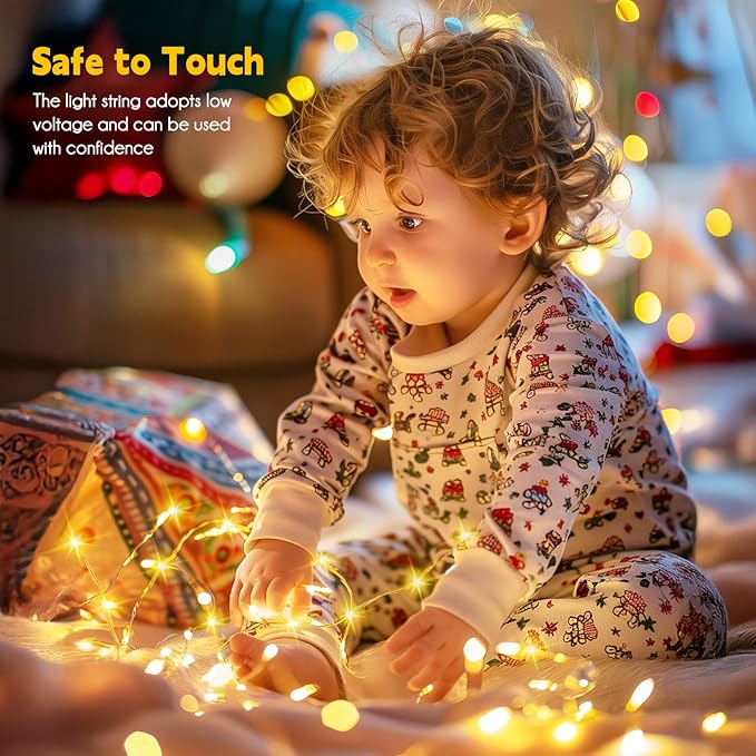 Minetom 66 Feet 200 LEDs USB Fairy String Lights with Remote, Copper Wire Starry Lights for Bedroom Wall Ceiling Christmas Tree Wreath Craft Wedding Party Decoration, Warm White