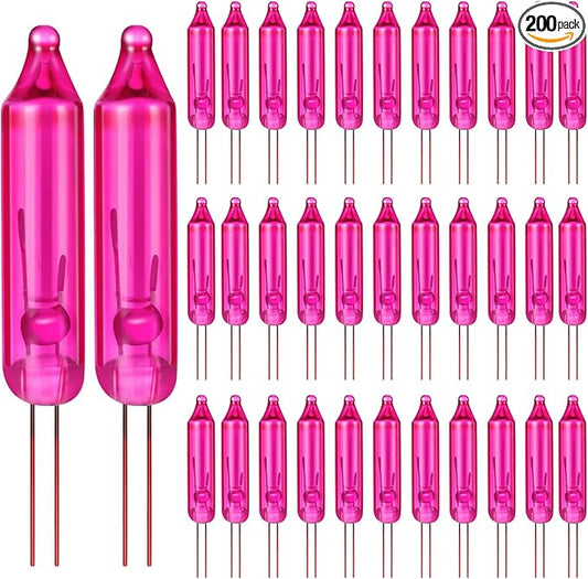 Mudder 200 Count 2.5V Christmas 50/100/150/200 Count Mini Incandescent Wire String Lights Replacement Bulbs Indoor/Outdoor Christmas Lights Decorations for Home Xmas Tree(Pink)
