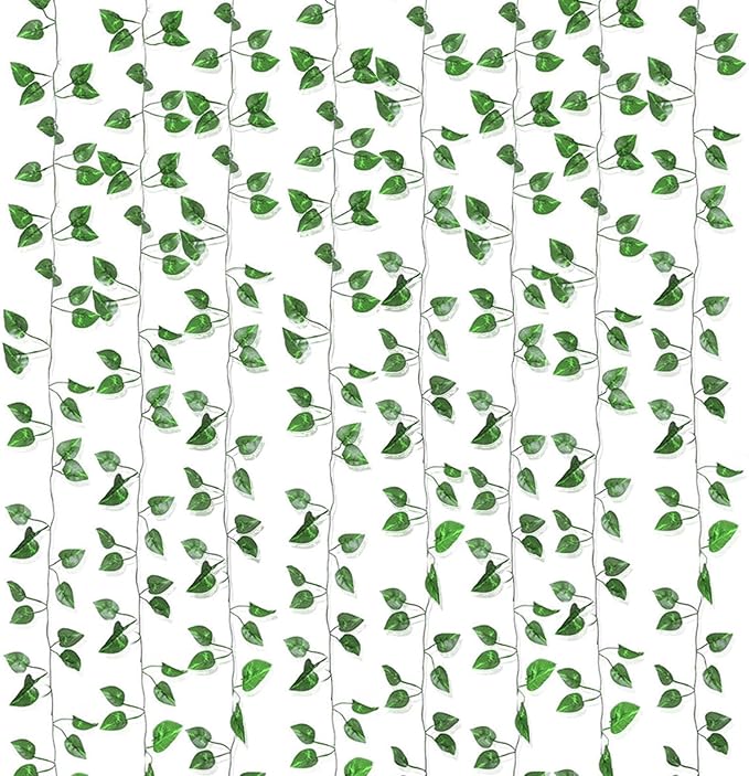 180 Feet 24 Pack Fake Greenery Hanging Garland, Ivy Leaf Plants, Vine Leaves, Fake Flowers Foliage for Bedroom Garden Wall Decor