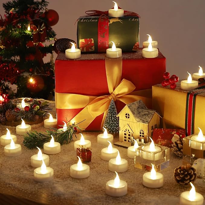 Topstone LED Candles with Remote and Timer,400+ Hours Battery Life,Realistic Flickering Flameless Votive Candles,Safe Decorative Lighting for Christmas/Wedding/Home Decor - 12 Pack Warm White