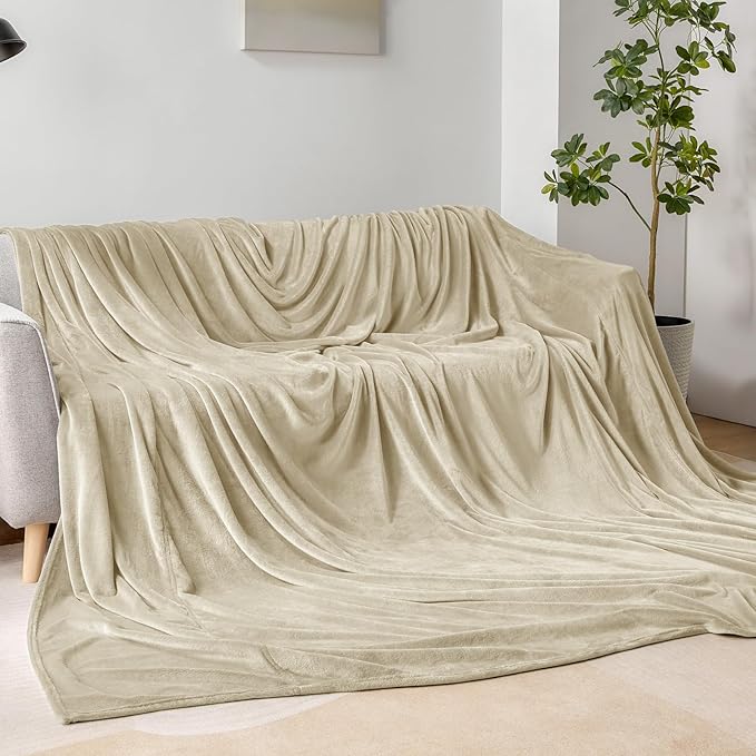 BEDELITE Fleece Blanket Extra Large Blankets for Bed, Luxury Plush Cozy Fuzzy Blanket 120x120 inches, Super Soft Warm Lightweight Throw Blanket All Seasons Suitable, Linen
