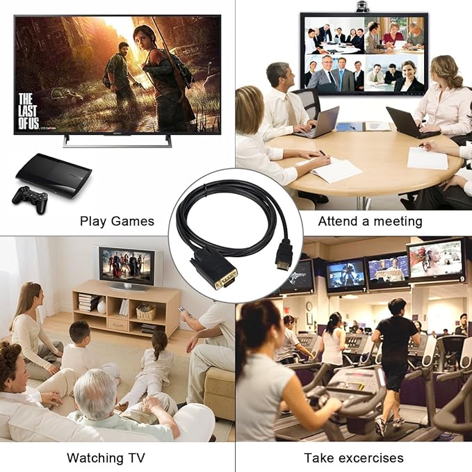 HDMI to VGA Cable Gold-Plated 1080P HDMI Male to VGA Male Active Video Adapter Converter Cord (6 Feet/1.8 Meters)