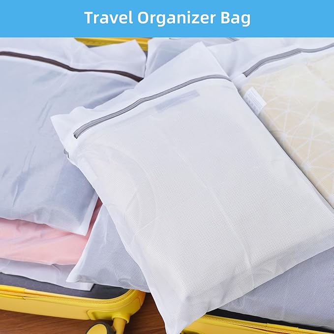 GOGOODA Set of 4 Large Laundry Mesh Bags Delicates Net Wash Bags for Blouse, Jacket,Pants, Sheets (20 x 24 Inches x 2, 16 x 20 Inches x 2)