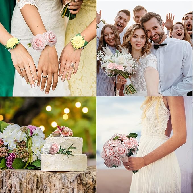 JOYLEX Artificial Flowers Realistic Roses, 25pcs Real Looking Fake Roses with Stem for DIY Wedding Bouquets Centerpieces Bridal Shower Party Home Romantic Decorations (25pcs, Light Pink)