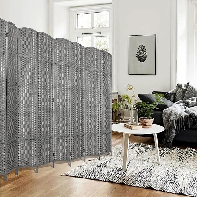 Rose Home Fashion 6 ft Tall Room Divider, Room Dividers and Folding Privacy Screens, 15.7in Privacy Screen 8 Panel Partition Temporary Wall Separation for Private, Grey
