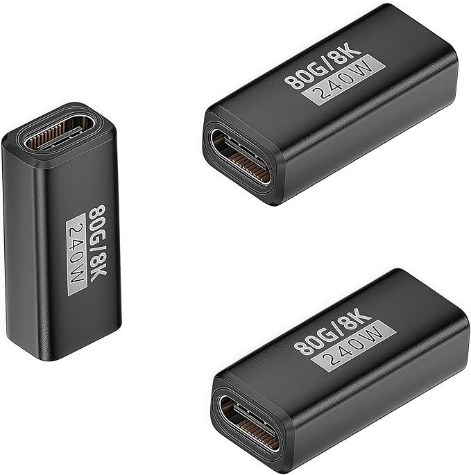 3-Pack 240W USB C Coupler Thunderbolt 5, USB c Female to Female, Support 80Gbps,120Gbps Bandwidth, Dual 8K,16K,@60hz Video, for MacBook, Ipad, Thunderbolt 5/4/3,iPhone 17,USB4,Razer Blade.