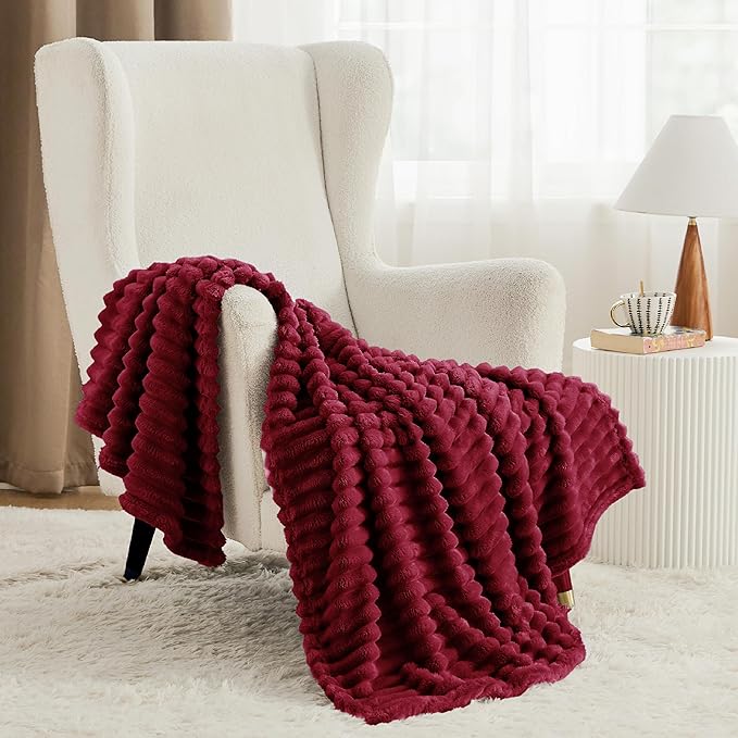 Bedsure GentleSoft Deep Red Blanket for Couch - Cozy Soft Blankets for Women, Cute Small Throws for Girls, 50x60 Inches