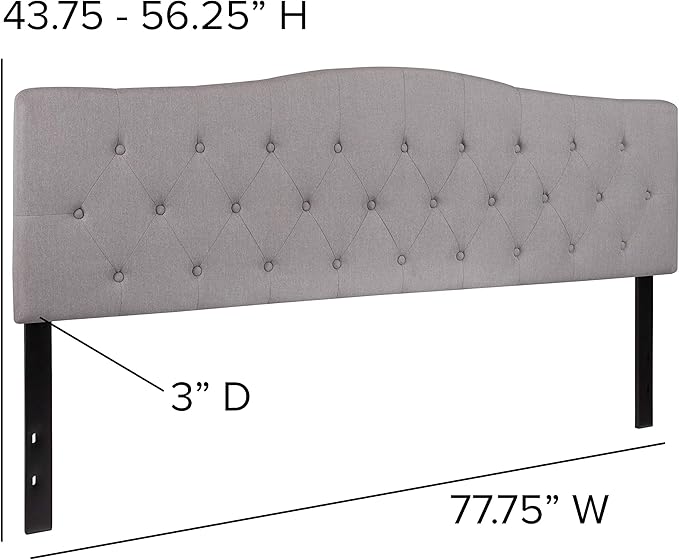 Flash Furniture Cambridge Tufted Upholstered King Size Headboard in Light Gray Fabric