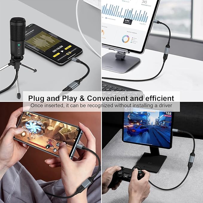 USB-C to USB Camera Adapter for iPhone 17 Pro Max Air 16e 16 15 Pro Max MacBook Pro Air iMac iPad mini Pro,Samsung S25 Android,USB OTG Cable Converter Support Card Reader, Flash Drive, MIDI Keyboard
