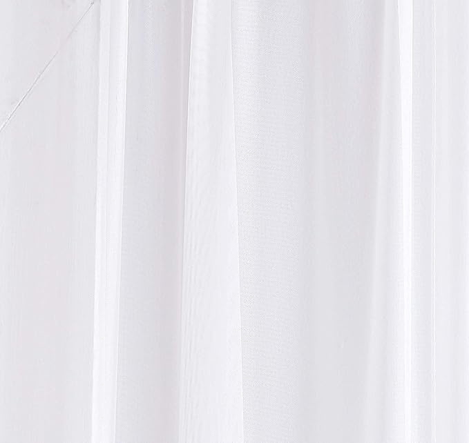 LinenZone White Window Scarf Valance in 144 Inch Size. Use Window Scarves as Canopy Bed or Backdrop Curtains, Curtain Scarf, or Sheer Fabric for Draping. (Amazing 55 x 144, White)