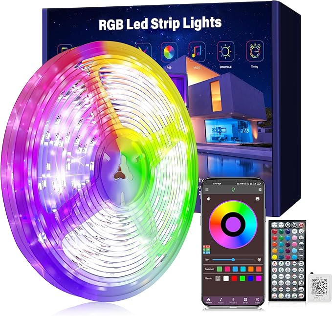Led Lights for Bedroom 66ft Music Sync Color Changing Led Strip Lights with 60 Key Remote and App Control RGB Led Light Strip for Home Party Room Decoration