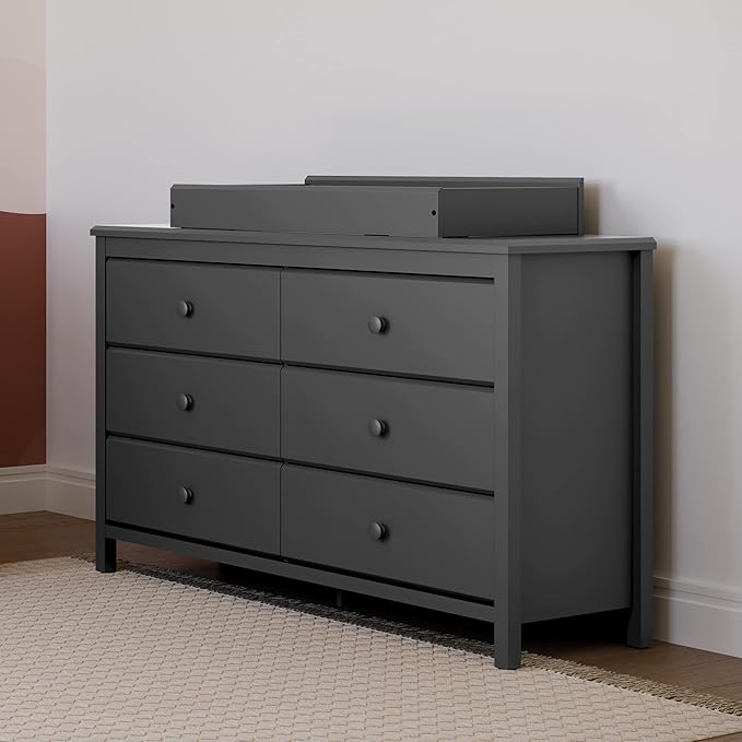 Storkcraft Alpine 6-Drawer Dresser (Gray) – GREENGUARD Gold Certified, Gray Dresser for Bedroom, Kids & Nursery Storage Drawers, Safety Interlocking Drawers, Pre-Installed Tracks, Kids Bedroom