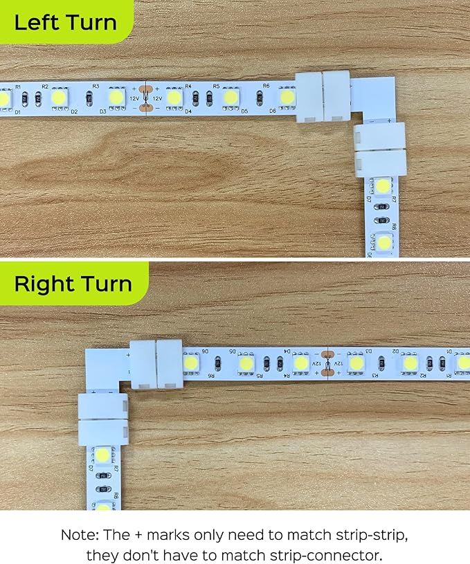 JACKYLED 8mm 2 Pin LED Strip Connectors Lights Connector, L Shape Gapless Solderless Connectors LED Adapter Light Extension Connectors for 8mm Wide Single Color Flex LED Strips - 8mm 2pin Total 22Pcs