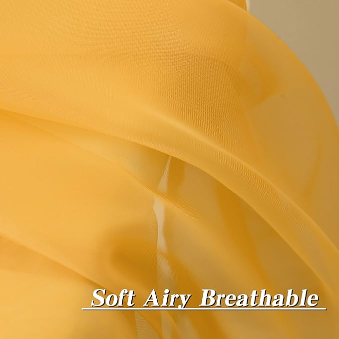 HUTO Gold Yellow Sheer Window Curtains 108 Inches Long for Bedroom Girls Rod Pocket Window Sheer Panels Drapes 2 Panels Curtains for Living Room Canopy Bed Nursery