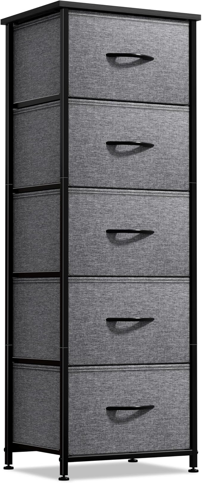 Sorbus Nightstand with 5 Drawers - Bedside Furniture & Night Stand End Table Dresser with Steel Frame, Wood Top, Easy Pull Fabric Bins for Home, Bedroom Accessories, Office & Dorm