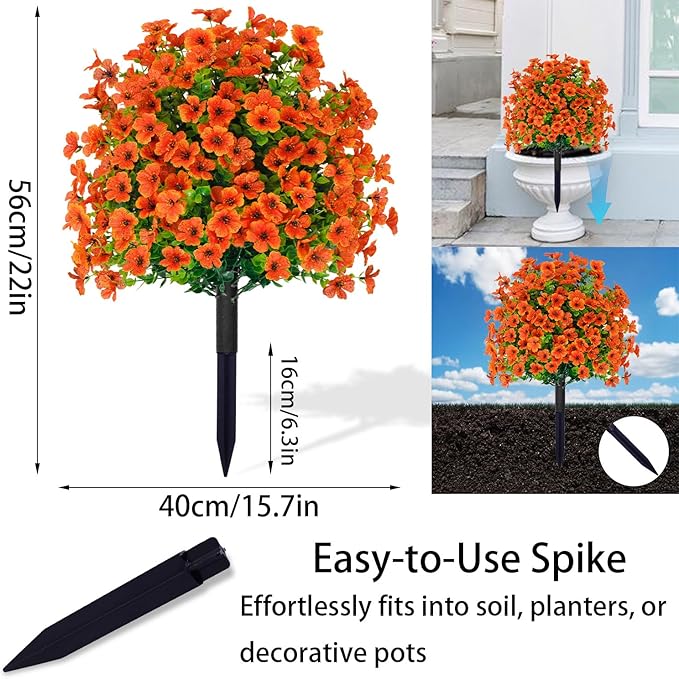 2-Pack 22 Inch Fall Outdoor Artificial Plants with Stake, Imitation Boxwood Flower Balls UV Resistant Fake Green Plants Bushes for Yard Patio Front Door Decoration